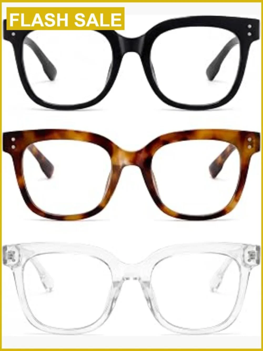 3 Pack Blue Light Blocking Glasses Oversized TR90 Computer Eyewear UV